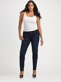 Give curves a hug with this stylish fit.THE FITFitted through hips, thighs and calves Slim leg Inseam, about 34THE DETAILSZip fly Five-pocket style 81% cotton/17% polyester/2% elastane; machine wash Made in USA of imported fabrics