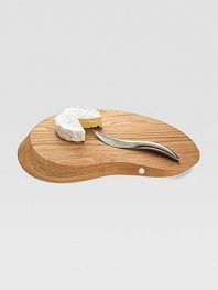 Solid oak cheeseboard in organic sculptural form with ergonomically designed, stainless steel cheese knife. Designed by Helle Damkjaer 16 X 10 Imported