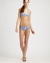 EXCLUSIVELY AT SAKS.COM. This flattering halter top and stretch bikini bottom feature a pretty blue and white paisley print.Triangle cupsHalter strap clasp closureBack tie closureStretch bottom80% polyamide/20% elastaneFully linedHand washMade in Italy