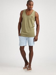 Easygoing summer style is a breeze in this lightweight cotton tank with chest logo detail.CrewneckCottonMachine washImported