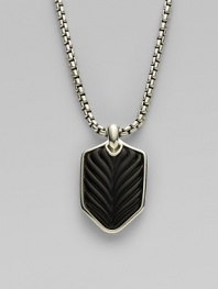 A cool and casual touch features a sterling silver dogtag-style pendant lined in chevron-textured onyx. From the Chevron Collection Black onyx Sterling silver Pendant, about 1 long Chain length, about 22 Lobster clasp Imported 