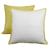 Our Caltha Euro sham pairs ivory cotton velvet with a yellow linen and silk blend and a yellow flange. Down insert included.