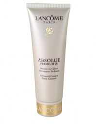 Absolue Advanced Creamy Foam Cleanser is specifically designed for mature skin to transform cleansing and make-up removal into a divinely pleasurable experience. Its soap-free formula is enriched with ultra-efficient cleansing agents chosen for their gentleness in purifying skin of makeup and impurities that can lead to dulling of the complexion. The replenishing Bio-Network of Wild Yam, Soy, Sea Algae and Barley helps restore elasticity and radiance and helps prevent skin from drying out.