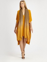 This brightly-hued, gauzy knit style is inspired by traditional Moroccan dress.V necklineElbow-length flutter sleeves with attached drapeRib-knit hemlineFront, about 17 from natural waist; Back, about 28½ from natural waist80% viscose/20% linenDry cleanImported of Italian fabricModel shown is 5'10½ (179cm) wearing US size Small. 
