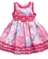 Add some pop to your princess' closet with this vibrant floral print dress from Nannette.