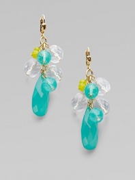 A whimsical creation of vibrant glass beads.Glass 12k goldplating Length, about 3 Lever backs Imported