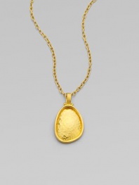 From the Elements Collection. A free-form disc of hammered 24k gold glows warmly as it hangs from a bold gold chain.24k yellow goldChain length, about 18Pendant length, about ¾ Hook claspImported