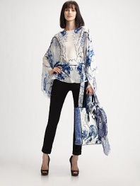 EXCLUSIVELY AT SAKS. This stunning set includes a blousy, batwing-sleeved silk caftan, a matching silk/cotton scarf, and a cotton tote bag. All are printed with an abstracted, oceanic print and accented with python-patterned panels.Caftan: silkScarf: 70% cotton/30% silk, 48 X 48Tote: cotton, 17H X 14W X 4DDry clean garmentsAll made in Italy of imported fabricAdditional Information Women's Premier Designer & Contemporary Size Guide 