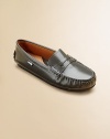 A mini version of the grown up penny loafer in a sleek design.Slip-onLeather upperPig skin liningRubber solePadded insoleImported