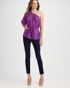 EXCLUSIVELY AT SAKS.COM Sumptuous printed silk drapes effortlessly over the body in a one-shoulder silhouette.Elastic necklineSingle gathered sleeveDrawstring waistShirttail hemAbout 28 from shoulder to hemSilkDry cleanImported