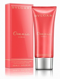 Bvlgari introduces a new, lively, cheerful fragrance inspired by coral, the red gold of the Mediterranean Sea. Omnia Coral is a true gem of the Ocean.  An exclusive formula rich in precious oils and suitable for all skin types. Light yet creamy, it is quickly absorbed, leaving skin soft and silky. The lotion's special polymers and moisturizing agents give a velvety texture, while its precious pigments illuminate the skin, providing an elegant shimmering effect. 3.4 oz.
