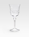 Old-world style and elegant details define this utterly charming goblet, handmade and mouthblown with dimensional detail in fine glass. From the Isabella Collection Handmade 12-oz. capacity 8½ high Dishwasher safe Imported 
