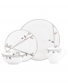 Hummingbirds twirl and buzz from pink leaves to blue on these dreamy bone china place settings from Lenox Lifestyle dinnerware. The dishes from the Silver Song collection are crisscrossed with platinum branches and abound with fanciful springtime delight and irresistible modern charm. Qualifies for Rebate