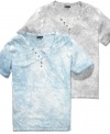 Don't get tied down with boring t-shirt style with this tye-dyed y-neck shirt from INC International Concepts.