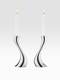 German designer Constantin Wortmann's curvaceous candlesticks are aptly named as they undulate elegantly into serpentine arcs.From the Cobra Collection Fits standard taper candles Candle not included 7¾H Stainless steel Dishwasher safe Imported