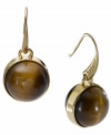 Shift into neutrals! Polished tiger's eye blends perfectly with any look in Michael Kors subtly-stunning drop earrings. Crafted in gold tone mixed metal. Approximate drop width: 1/2 inch. Approximate drop length: 3/4 inch.