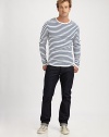 There's a nautical air to this crisp cotton pullover in denim-friendly stripes.Crewneck pulloverLong sleevesCottonMachine washImported