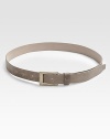 Supple, beautifully distressed leather, fastened with a brushed metal buckle.About 1¼ wideLeatherImported