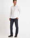Stylishly handsome, in a slim-fitting silhouette, crafted in the finest quality cotton.ButtonfrontCovered placketAbout 28 from shoulder to hemCottonDry cleanImported