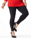 Studs lend on-trend edge to INC's plus size leggings-- team them with the season's latest tops and tunics. (Clearance)