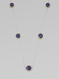 Rich lapis stations set in 24k gold on a sterling silver link chain for a truly elegant style. Lapis24k goldSterling silverLength, about 39½Lobster clasp closureImported 