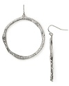 Cause a hoopla with this pair of textured silver-plated earrings from Aqua, accented by delicate crystal studs.