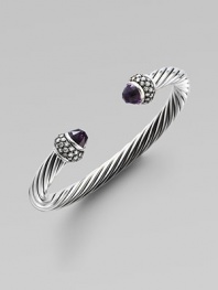 From the Moonlight Ice Collection. Beautiful amethyst stones with diamonds in a classic cable design. Amethyst Diamonds, 1.38 tcw Sterling silver Size, about 2¼ X 1¾ Imported 