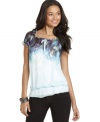 Fade into dreamy style with this top from BCX that adds color to your girl-next-door style!