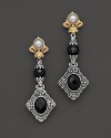 These dangling drops of sterling silver and 18K yellow gold feature pearls and faceted onyx. By Konstantino.