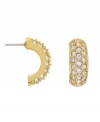 Featuring pave crystals with subtle sparkle, you'll look perfectly polished in Swarovski's Huggie earrings. Wear them day or night to enhance your look with understated elegance. Crafted in gold tone mixed metal. Approximate diameter: 3/4 inch.