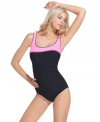 With it's anti-odor & anti-bacterial signature silver lining®, Reebok's one-piece swimsuit is perfect for the avid swimmer! Sleek lines and colorblocking add a sporty look while allover support ensures a fabulous fit!