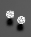 The epitome of elegance: round-cut, certified, colorless diamond earrings (1/2 ct. t.w.). Prong-set in 18k white gold.