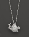 Playful fish pendant in pave-set diamonds and 14K white gold.