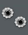 Frame your face with stand-out sparkle. Black diamonds (1/3 ct. t.w.) pop against a ring of round-cut white diamonds (2 ct. t.w.) in these statement-making stud earrings. Crafted in 14k white gold. Approximate diameter: 4/10 inch.