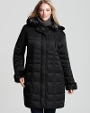 A faux fur trim lends on-trend style to this hooded puffer coat from Portrait.