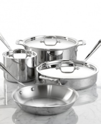 A dazzling cookware collection for seasoned gourmets who want to add a little spark to their culinary creativity. All-Clad's dedication to top-quality cookware is apparent in the durable mirror-polished 18/10 stainless steel construction and use of cooking highly heat conducive surfaces that don't react with food, so you get exactly the flavors you want. Lifetime limited warranty.