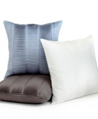 Rows of luxurious pleating in a chic blue tone gives this decorative pillow from Hotel Collection a modern appeal.