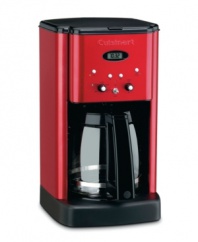 The stunning retro red speaks for itself, creating a bright and lively atmosphere in a kitchen full of style. This fully automatic coffee maker has a brew pause feature that lets you get your pick-me-up when you need it and before the entire 12 cups have been made-mid-brew gratification! 3-year warranty. Model DCC-1200MR.