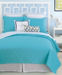 Making waves. Dive into a tranquil turquoise ocean with this sham from Trina Turk, featuring tone-on-tone quilted details for plush texture.