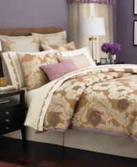 Outfit your room in lovely gold and purple hues with this Martha Stewart Collection Beaux Arts window set. Coordinate with the matching comforter set.