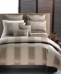 A modern stitch pattern gives Wide Stripe Bronze quilted sham from Hotel Collection rich texture and modern sophistication. Features zipper closure. Shell only.