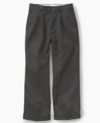 Stretch microfiber ensures these handsome pants always wear well.