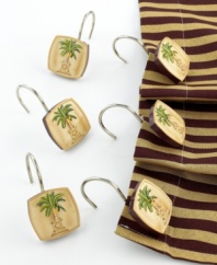 Bring a tropical touch to your bathroom with Avanti Banana Palm accessories. Shower curtain hooks are a bath essential. Crafted from glossy metal.