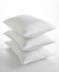 Ideal for stomach sleepers, the Primaloft Density soft pillow from Hotel Collection cradles your head with comfortable support.  Featuring patented Primaloft fill designed for softness, breathability and water resistance. Also features a woven damask cover of 100% cotton in a soft, 400 thread count.