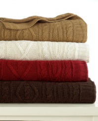 The perfect alternative to slipping into a sweater, the Aran sweater knit throw from Lauren by Ralph Lauren features soft, woven acrylic for supreme softness and smart texture. Choose from four classic colors and a achieve a studied look in any room that requires just a little more warmth.