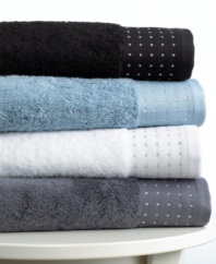 Spot-on shimmer. Liven up your daily routine with the Lurex hand towel. Metallic silver thread brings sparkle to soft cotton in solid black, smoky charcoal, slate blue or bright white.