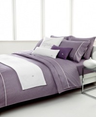Casual elegance reigns in the Lyra pillowcases from Lacoste, featuring a tonal cross-hatch print in light shades of purple for an utterly serene appeal. Embellished with a decorative pleated detail along the hem.