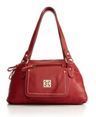 Heavy contrast stitching highlight the fine lines of this chic satchel from Giani Bernini.