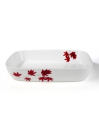 Sprinkle your table with vibrant red flowers with the light and breezy Pure Red rectangular roaster from Mikasa. The classic shape makes this dinnerware and dishes collection ideal for everyday use while the airy, organic design also makes a festive dinner party set.