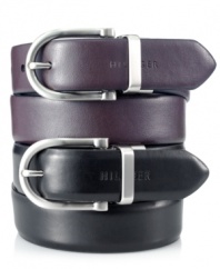 Complete your polished business look with this reversible dress belt from Tommy Hilfiger.